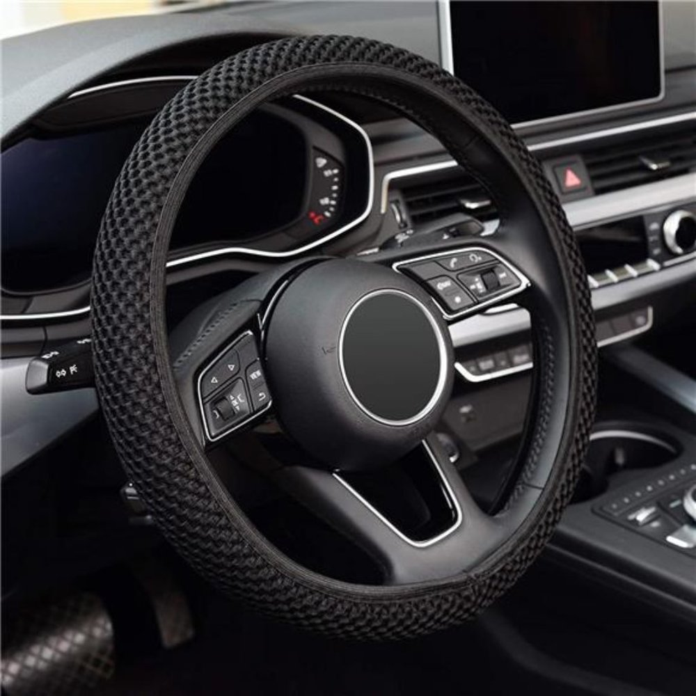 Elastic Stretch Steering Wheel Cover,Warm in Winter and Cool in Summer, Black